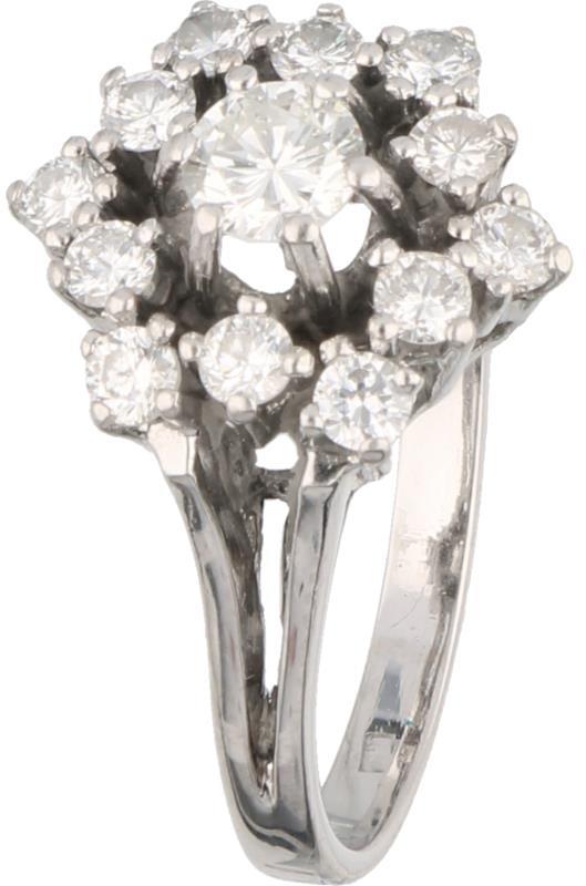 Rozetring witgoud, ca. 0.60 ct. diamant - 14 kt.