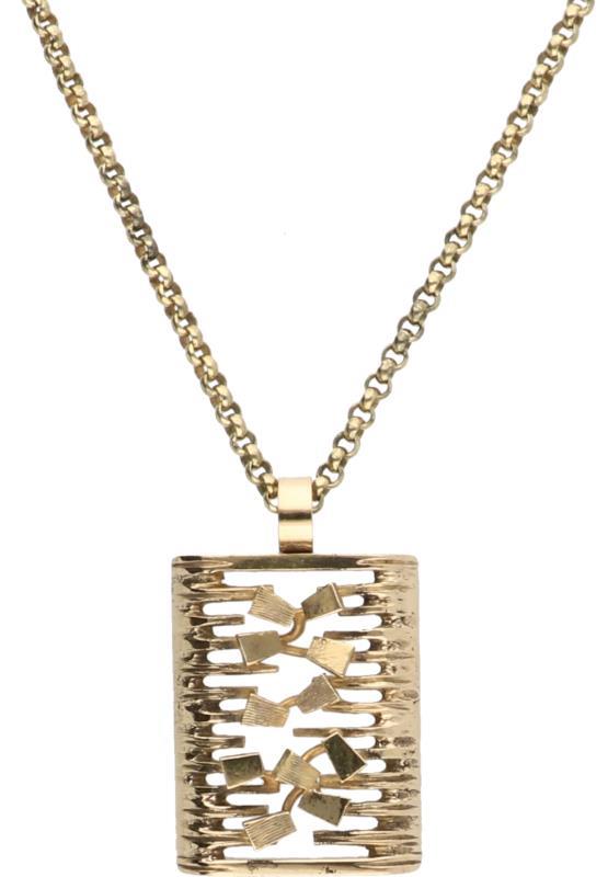 Italiaans design collier met hanger geelgoud - 14 kt.