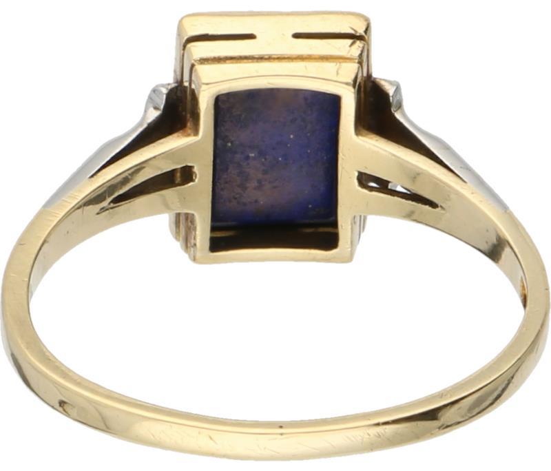 Zegelring bicolor goud, lapis lazuli - 18 kt.