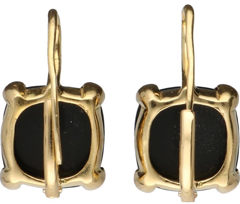 Oorbellen geelgoud, onyx - 18 kt.