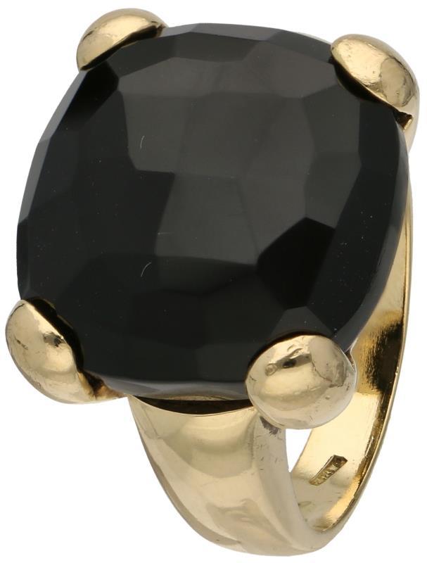 Ring geelgoud, onyx - 18 kt.