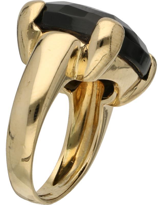 Ring geelgoud, onyx - 18 kt.