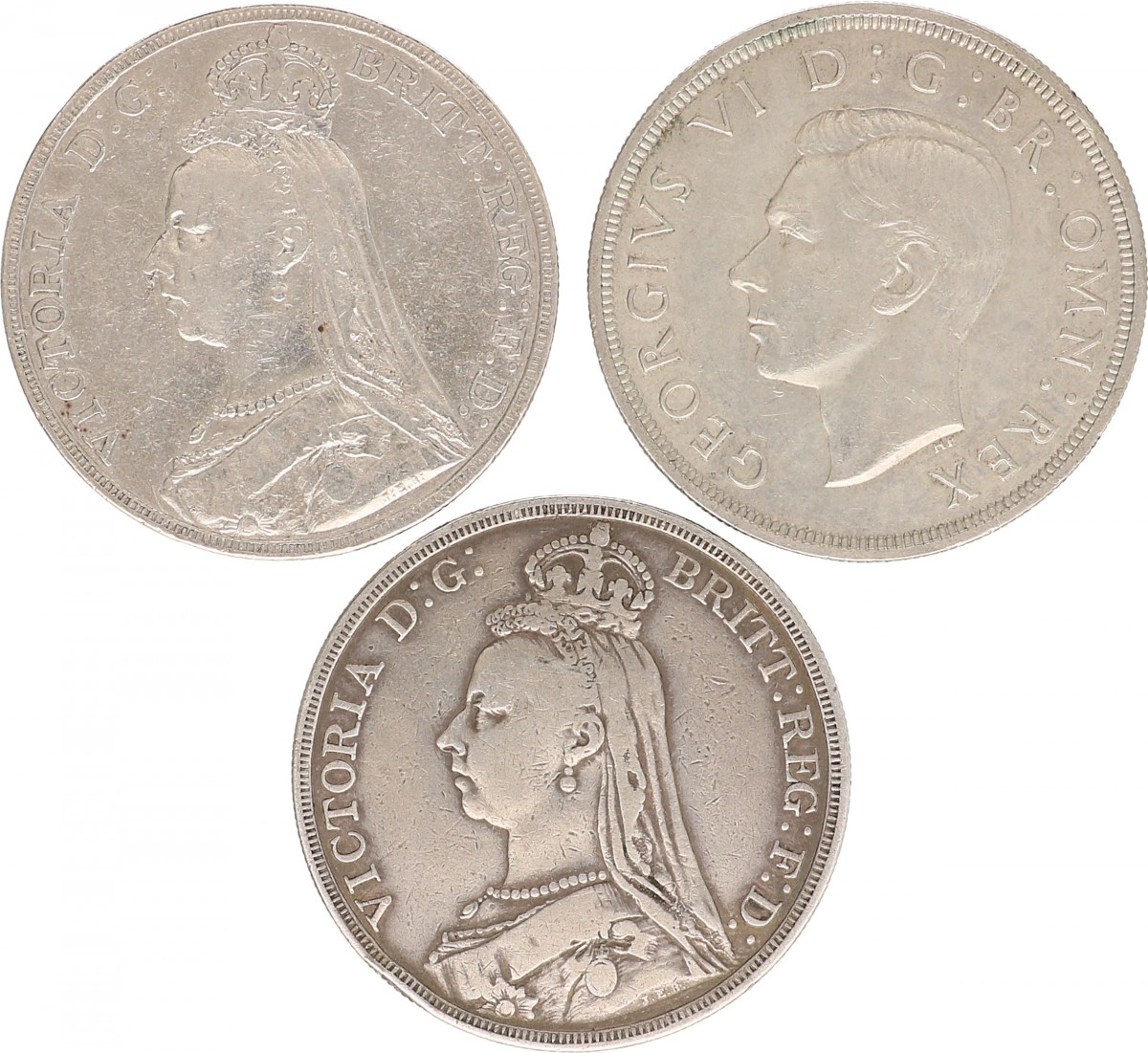 Great Britain. Lot (3) Crown. 1887, 1891, 1937.