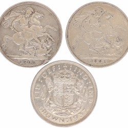 Great Britain. Lot (3) Crown. 1891, 1900, 1937.