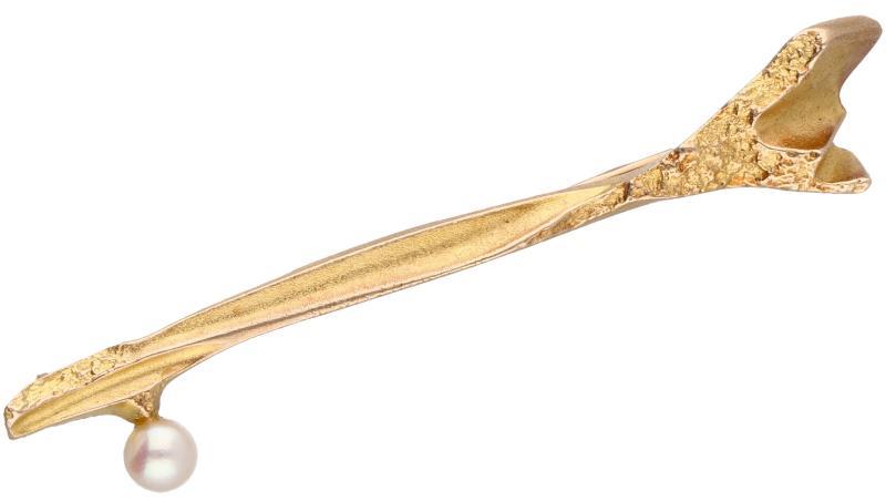 Lapponia broche geelgoud, Akoya parel - 14 kt.