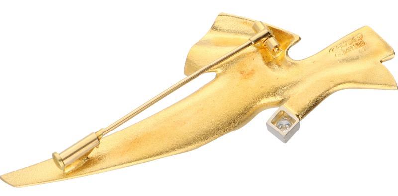 Lapponia broche geelgoud, ca. 0.11 ct. diamant - 18 kt.