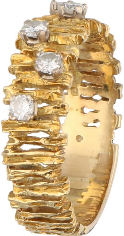 Ring geelgoud, ca. 0.30 ct. diamant - 18 kt.