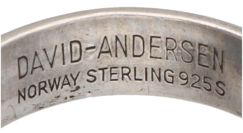 David Andersen Norway ring zilver, oranje/rode emaille - 925/1000.