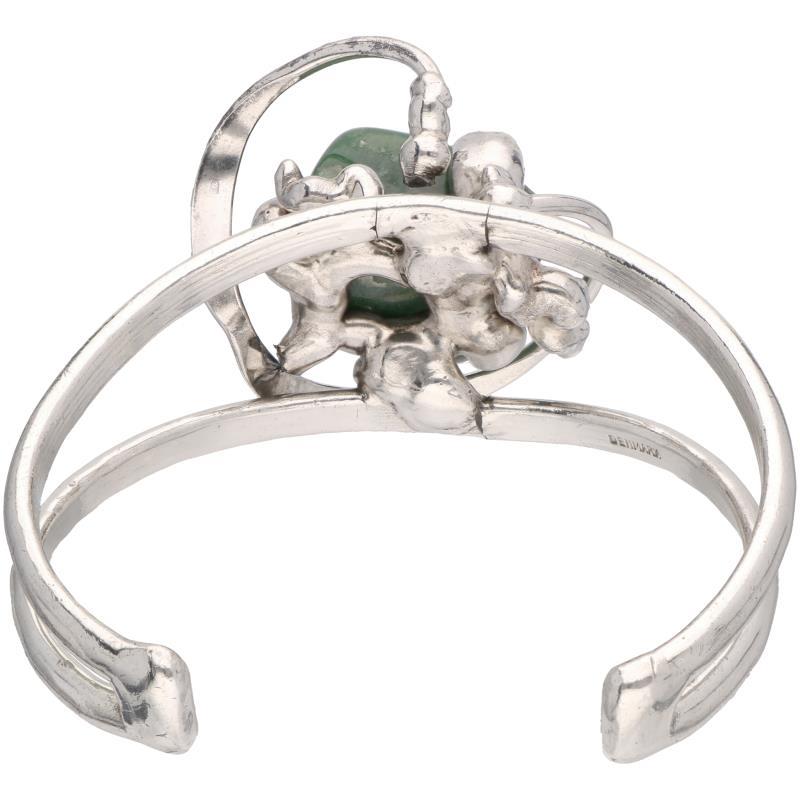Deense design bangle armband zilver, aventurijn - 925/1000.