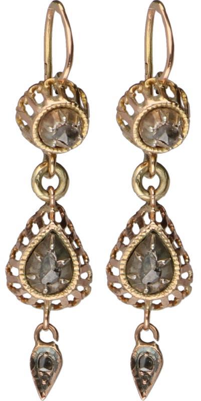 Oorbellen roségoud, diamant - 14 kt.