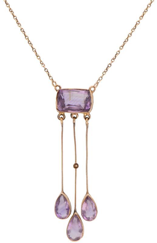 Collier roségoud, amethist - 14 kt.