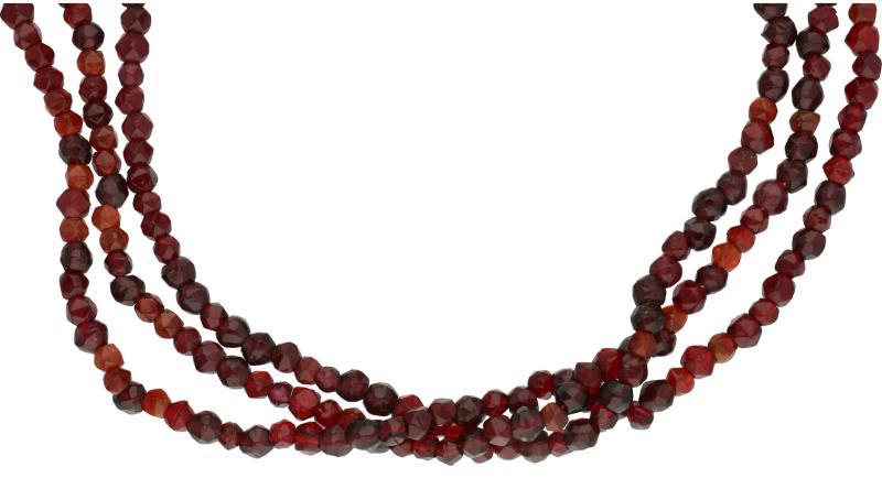 Collier, diamant en granaat - 925/1000.