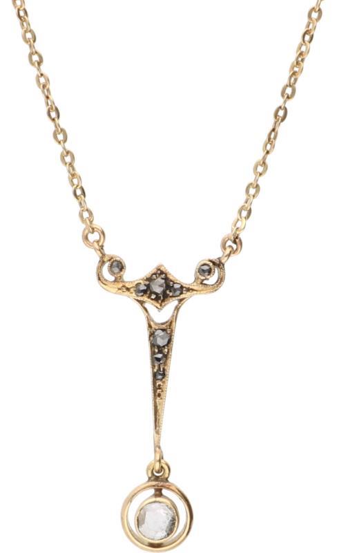 Collier geelgoud, diamant - 14 kt.