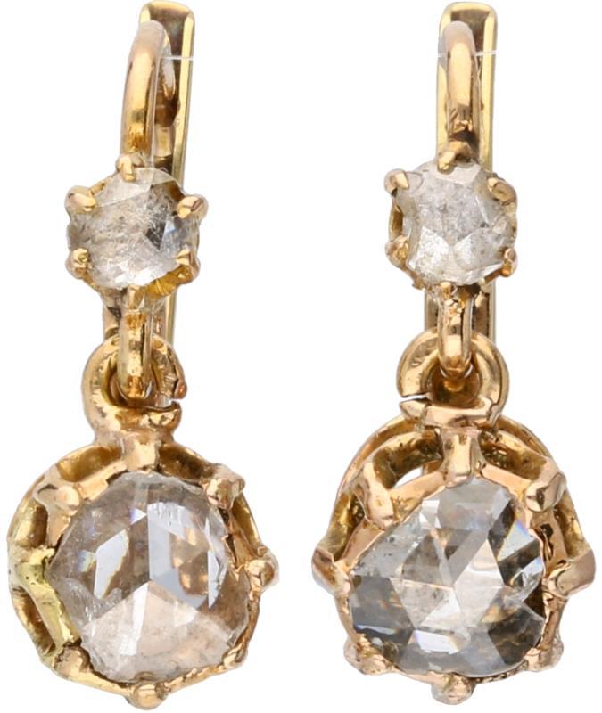 Oorbellen geelgoud, diamant - 14 kt.