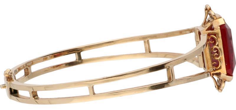 Slavenarmband roségoud, diamant en robijn - 14 kt.