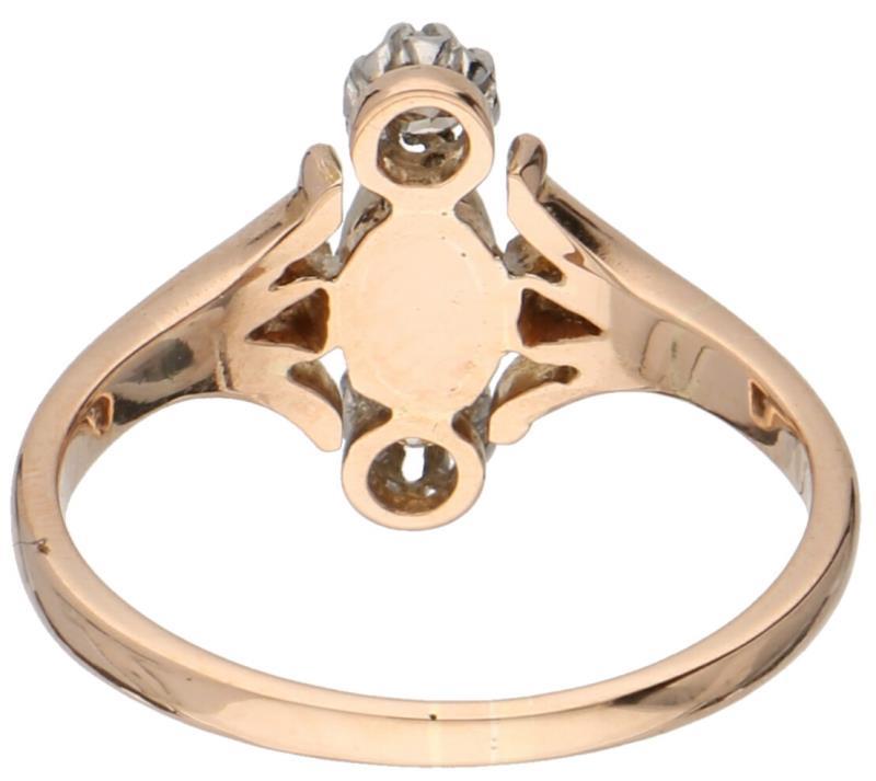 Ring roségoud, diamant en parel - 14 kt.