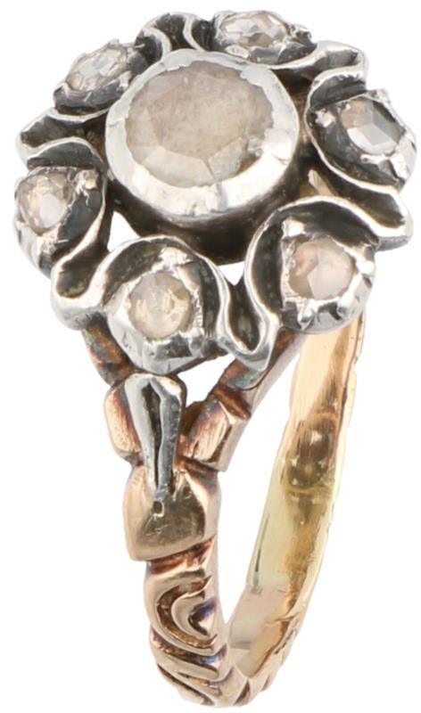 Rozetring roségoud, diamant - 14 kt. en 925/1000.
