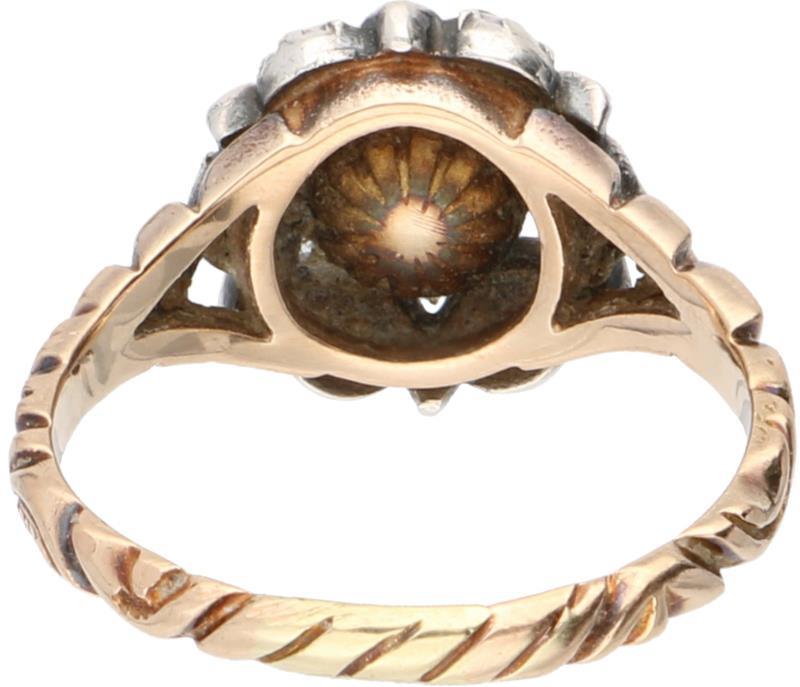 Rozetring roségoud, diamant - 14 kt. en 925/1000.