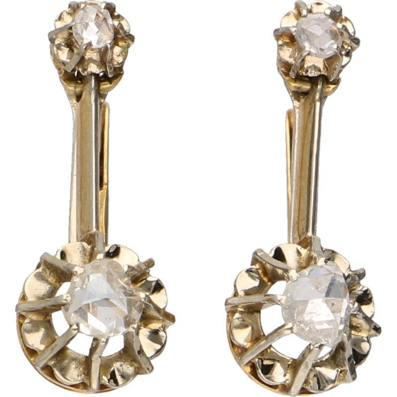 Oorbellen bicolor goud, diamant - 14 kt.