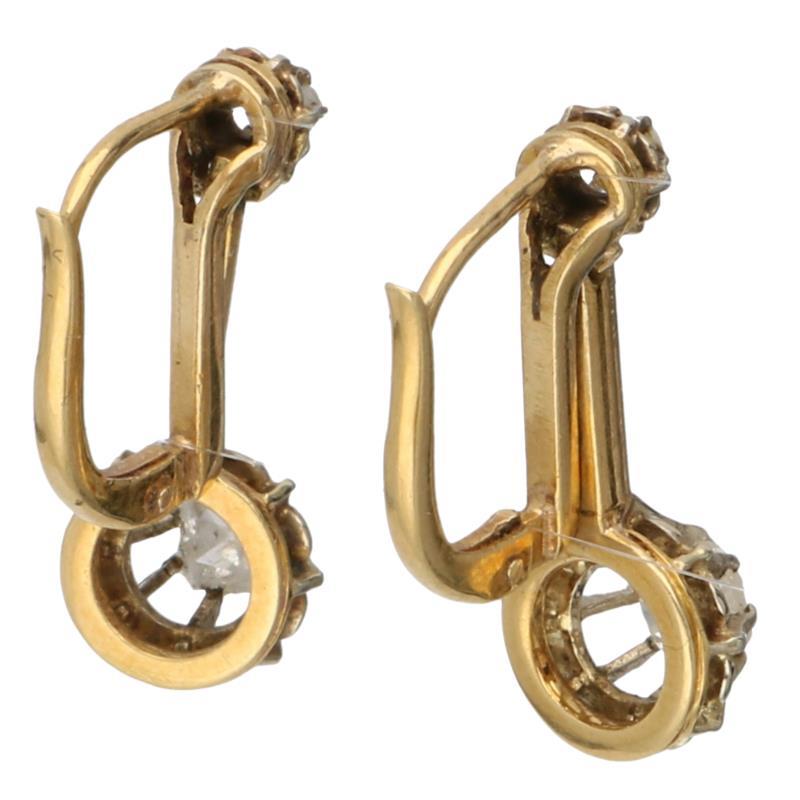 Oorbellen bicolor goud, diamant - 14 kt.