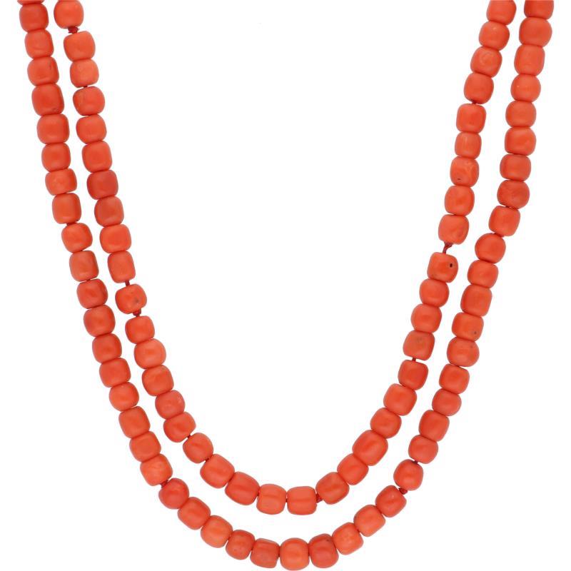 Collier met een geelgouden sluiting, bloedkoraal - 14 kt.