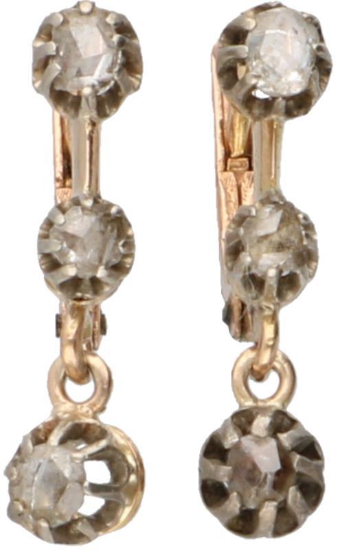 Oorbellen geelgoud, diamant - 14 kt.