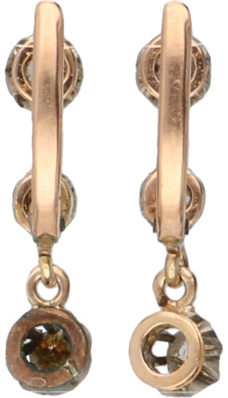 Oorbellen geelgoud, diamant - 14 kt.