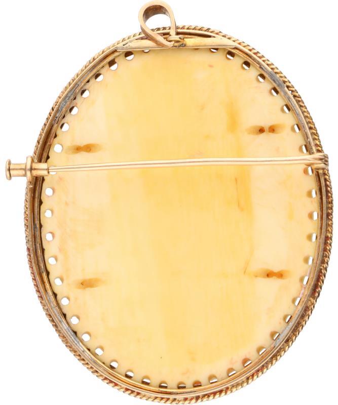 Cameé hanger/broche roségoud, ivoor - BWG 10 kt.