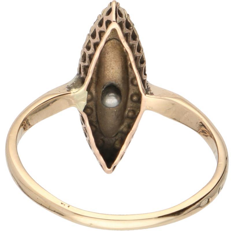 Markies ring geelgoud, diamant - 14 kt.