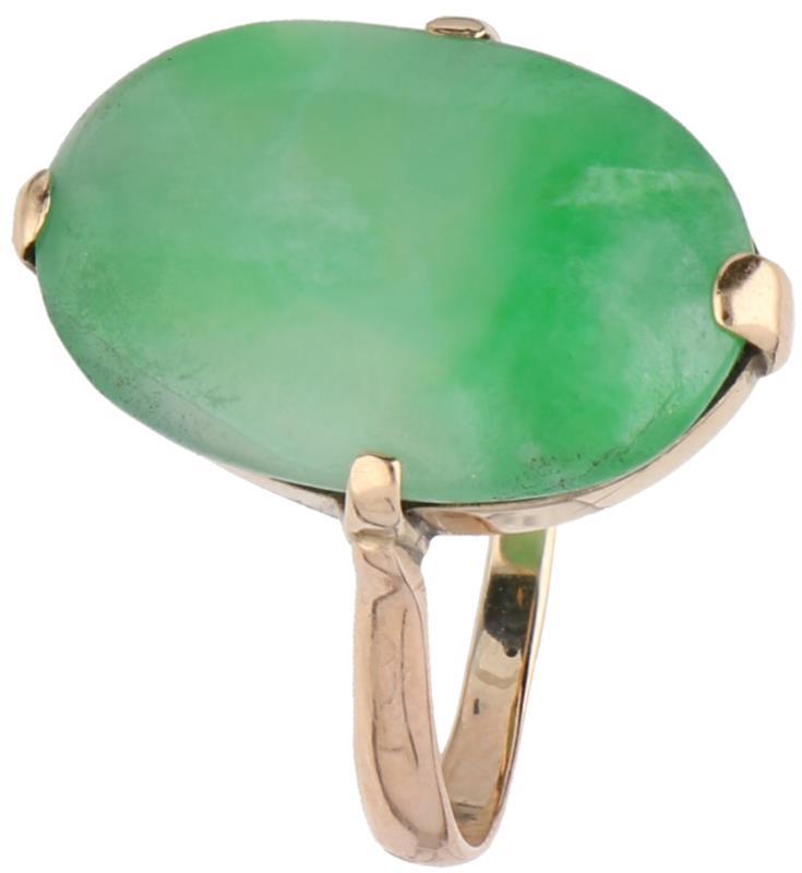 Solitair ring roségoud, jade - BWG 10 kt.