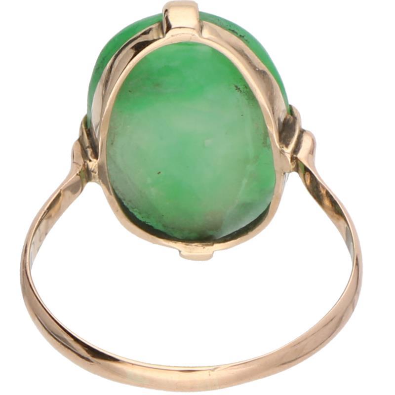 Solitair ring roségoud, jade - BWG 10 kt.