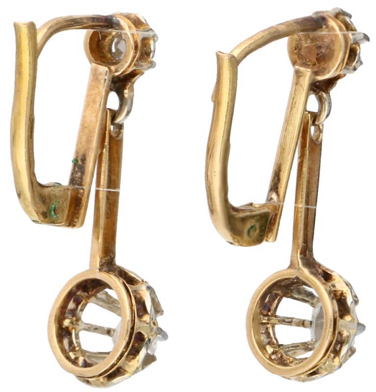 Oorbellen bicolor goud, diamant - 14 kt.