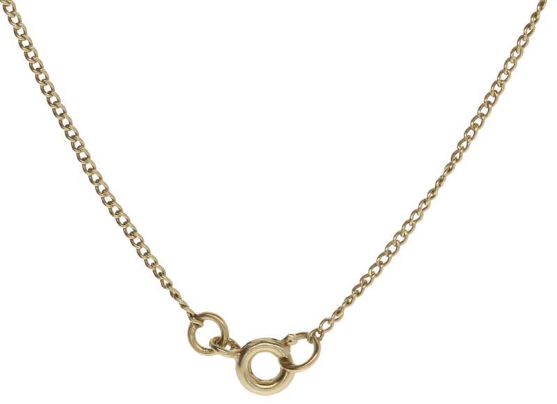 Collier met hanger bicolor goud, diamant - 14 kt.