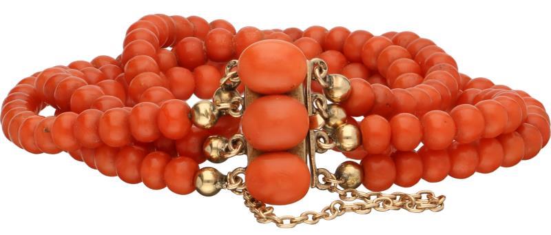 Armband, bloedkoraal - 14 kt.