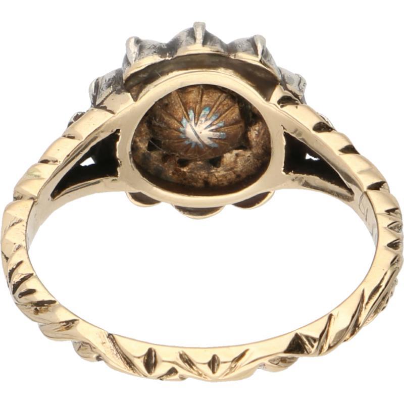 Rozetring goud/zilver, diamant - 14 kt.