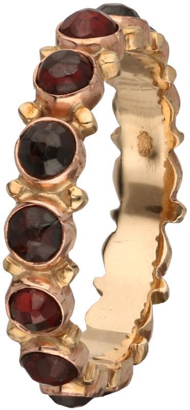 Alliance ring roségoud, granaat - 14 kt.