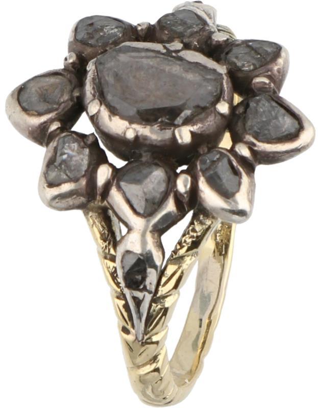 Rozetring geelgoud, diamant - 14 kt.