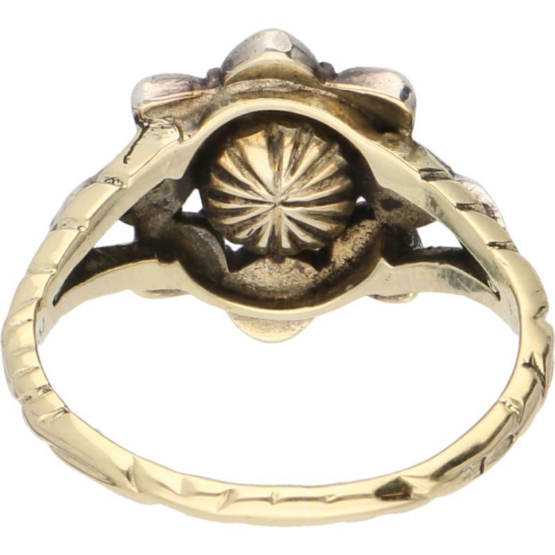 Rozetring geelgoud, diamant - 14 kt.