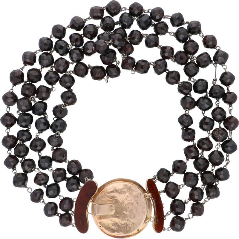 Collier met een roségouden sluiting, glasgranaat - 14 kt.