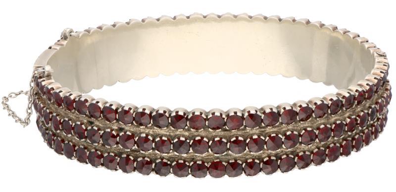Slavenarmband verguld zilver, granaat - 900/1000.