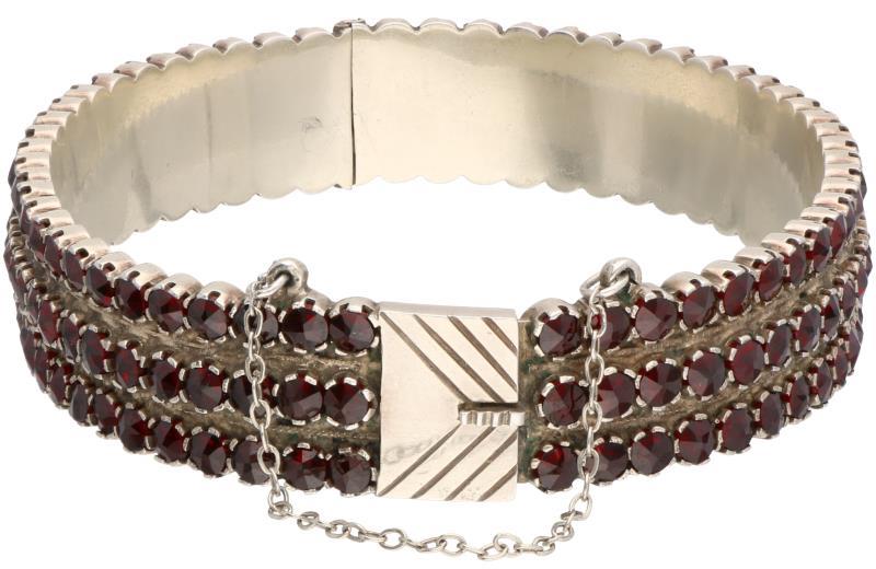 Slavenarmband verguld zilver, granaat - 900/1000.