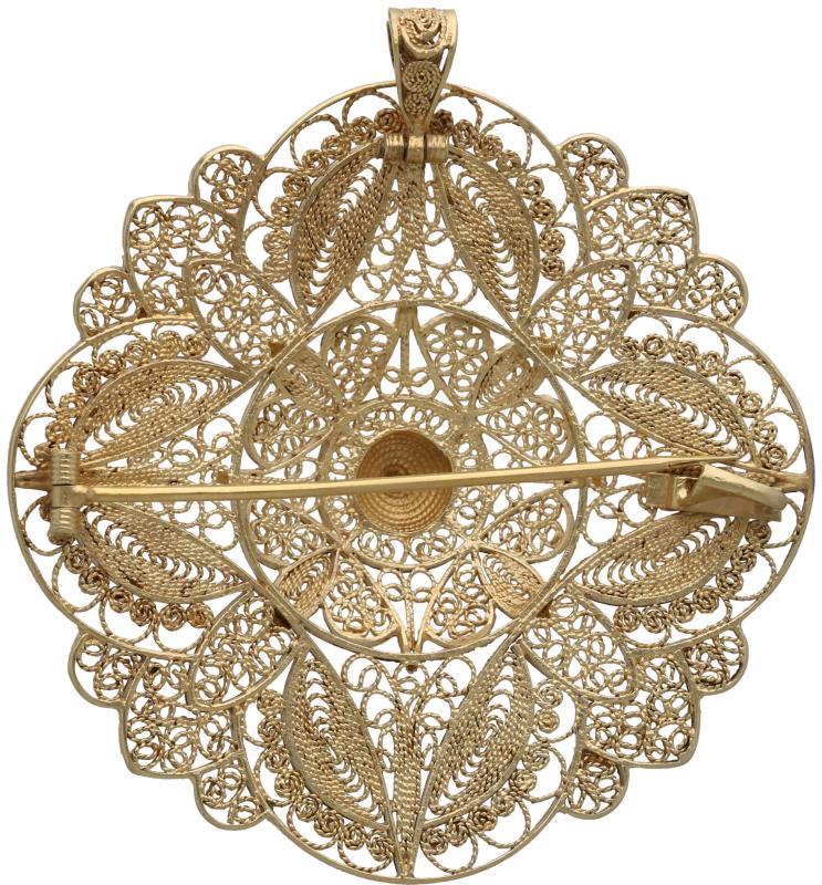 Filigrain hanger/broche verguld zilver - 835/1000.