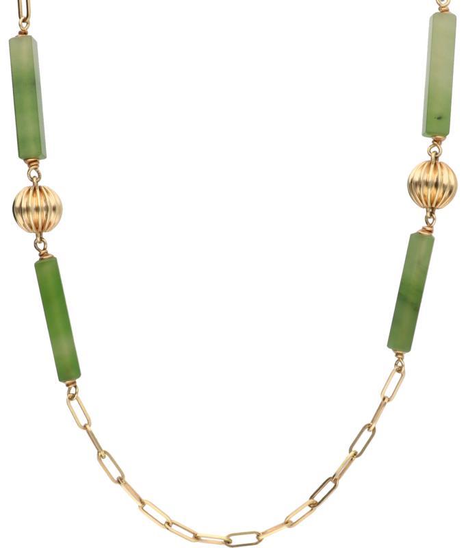 Collier geelgoud, jade - 14 kt.