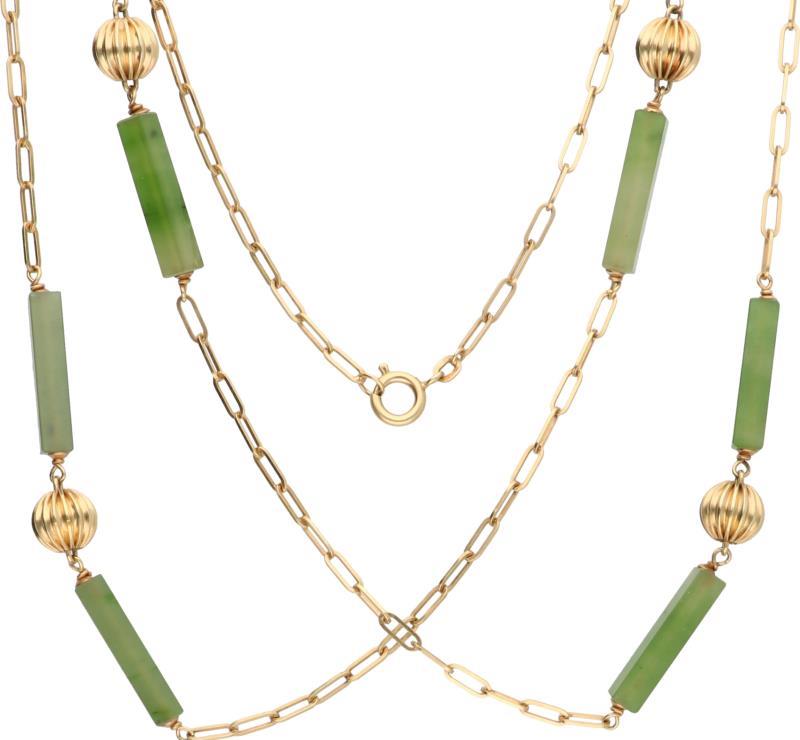 Collier geelgoud, jade - 14 kt.