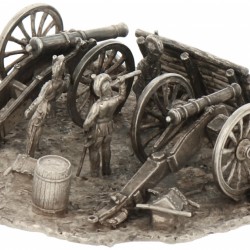Miniatuur Kanonnen & soldaten scene zilver.