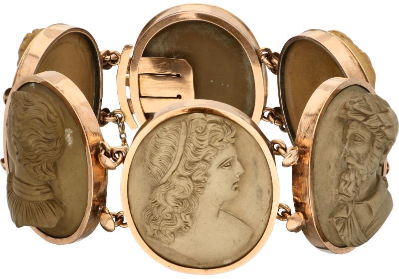 Cameé armband roségoud, lavasteen - 14 kt.