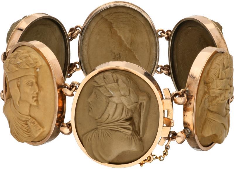 Cameé armband roségoud, lavasteen - 14 kt.