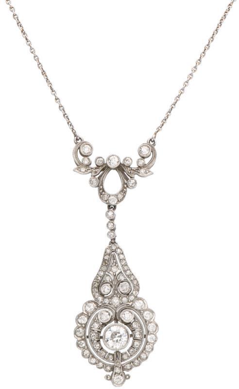Collier platina, ca. 1.07 ct. diamant - BWG Pt 800.