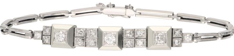 Armband witgoud, ca. 0.58 ct. diamant - 14 kt.