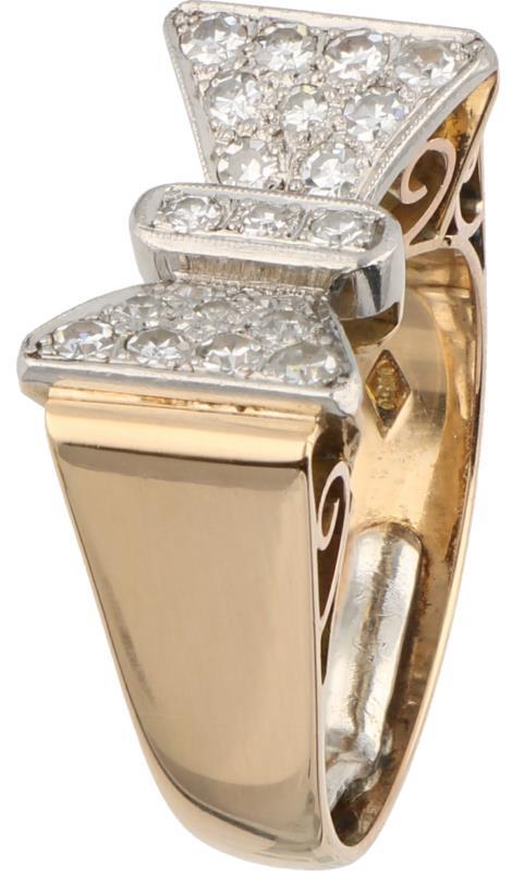 Tankring geelgoud, ca. 0.42 ct. diamant - 18 kt.